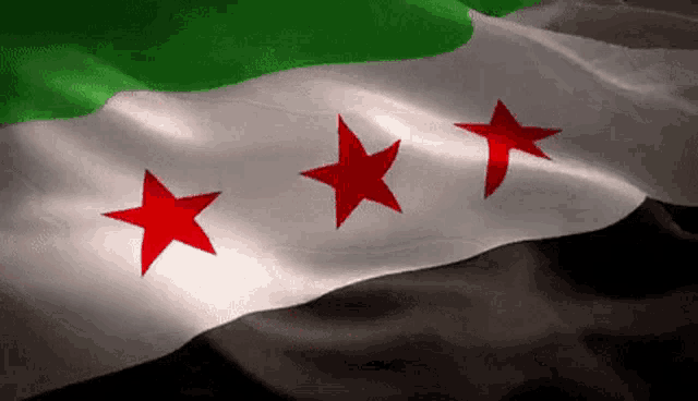 a flag with three red stars on it is waving in the wind