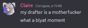 a screenshot of a discord conversation between claire and a cat .