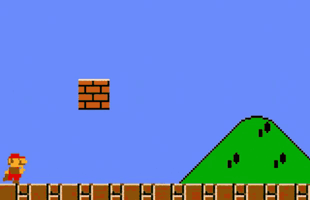 a pixel art of mario and a mushroom with the letter h on it