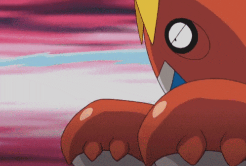 a close up of a cartoon character with a yellow head and a black eye
