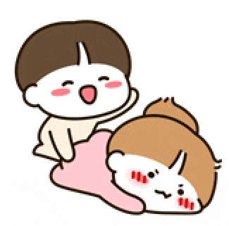a cartoon of a boy and a girl laying on top of each other on a white background .