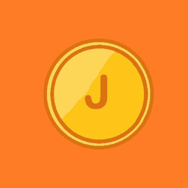 a gold coin with the letter j in the center