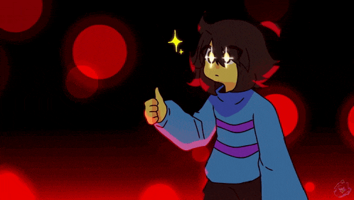 a cartoon of a girl giving a thumbs up with a star in her eyes