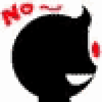 a silhouette of a person 's head with horns and a smile on their face .