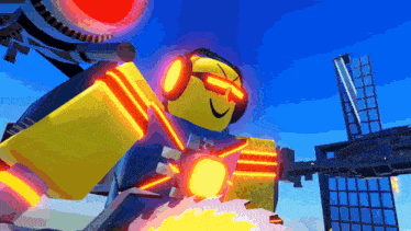 a cartoon character with sunglasses and headphones is holding a gun in a video game