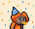a pixel art monkey wearing a party hat