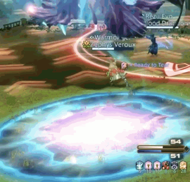 a video game screen shows a battle between zephyrs veroux and warmor