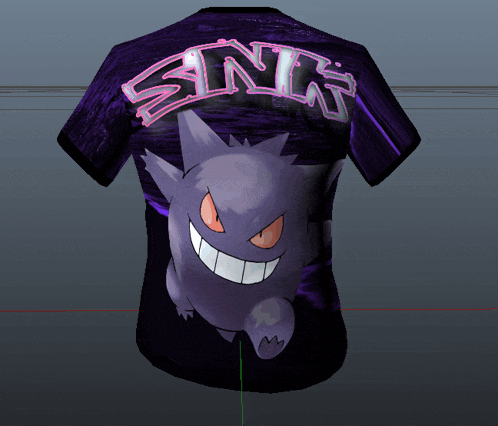 a purple shirt with a purple monster on it and the word sin on it