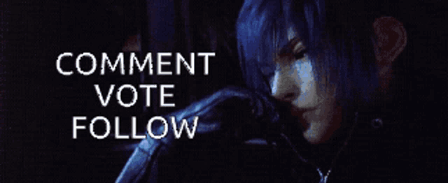 a picture of a man with the words comment vote follow