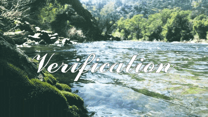a river with the word verification in white letters