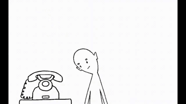 a black and white drawing of a man talking on a cell phone while a pot is cooking on a stove .