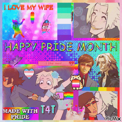 a collage of images with the words happy pride month made with tat pride