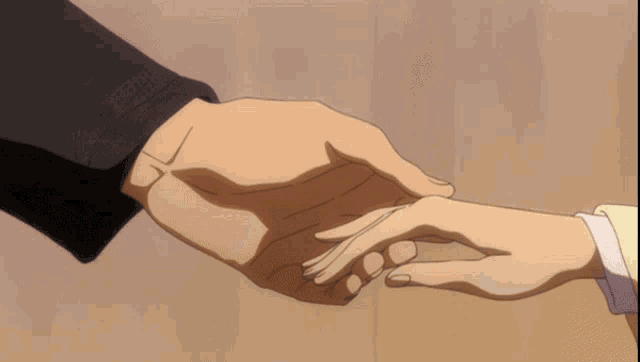 a man and a woman holding hands in a cartoon
