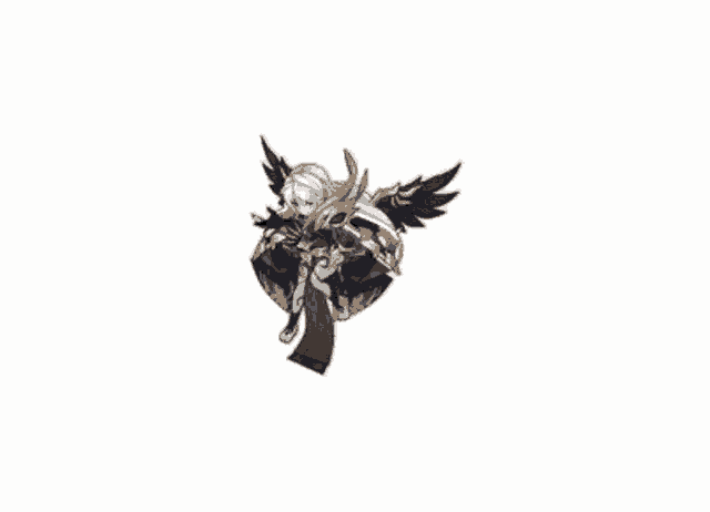 a cartoon character with black and white wings is flying