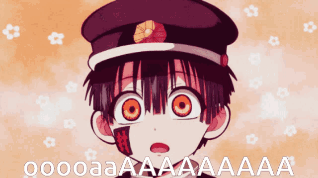 a cartoon of a boy with a hat and the words " ooooaaa " on the bottom