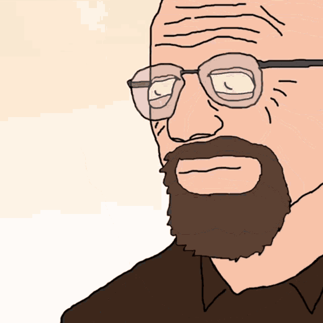 a cartoon drawing of a man with a beard wearing glasses