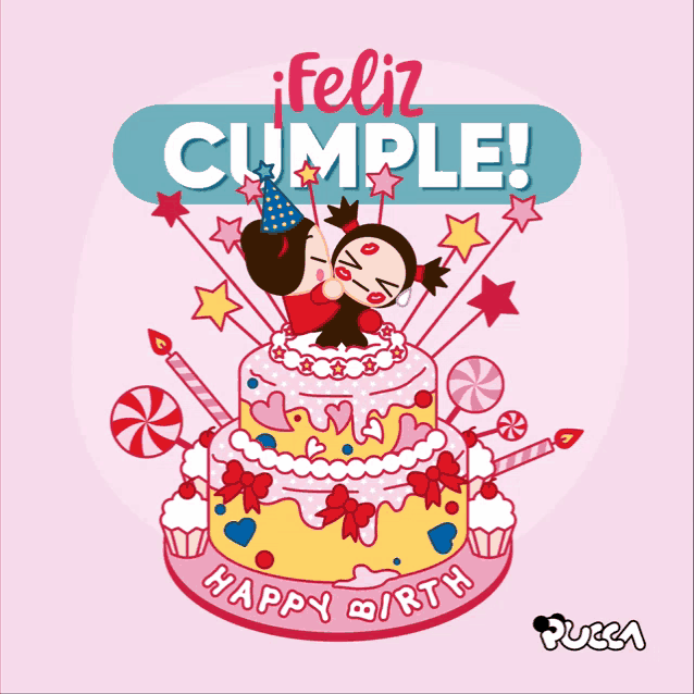 an illustration of a birthday cake with the words feliz cumple