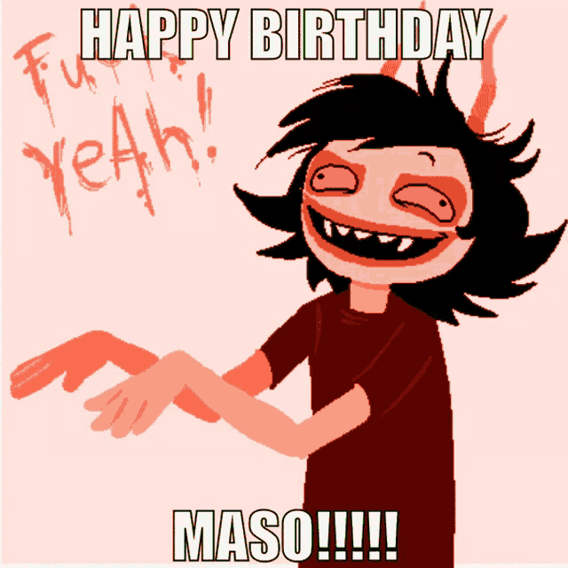 a cartoon character says happy birthday maso