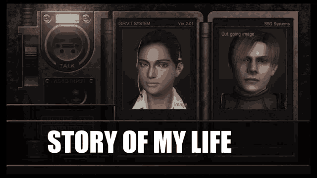 a video game called story of my life has leon and claire on the screen