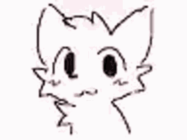 a black and white drawing of a cat 's face with a star in its mouth .
