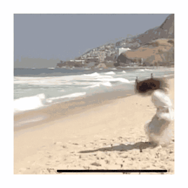 a blurry picture of a person on the beach