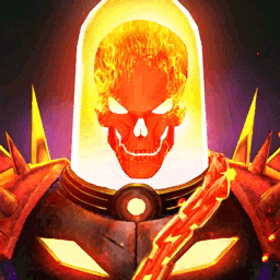 a cartoon of a ghost rider with a skull on his head