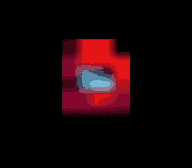 a pixel art of a red and blue object on a black background .