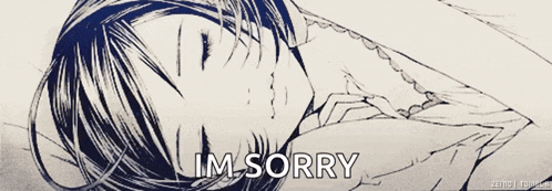 a black and white drawing of a person laying down with the words im sorry below them