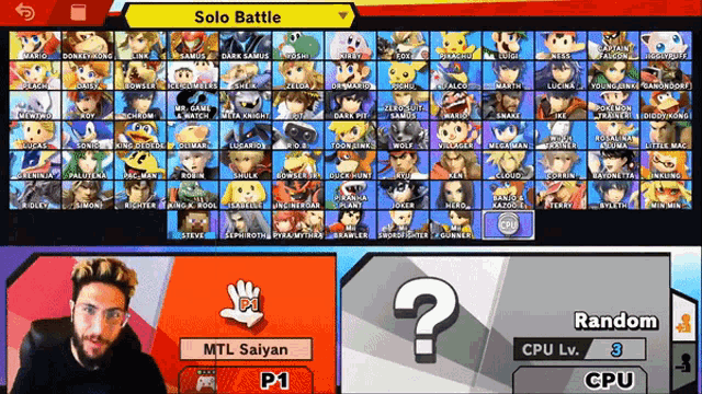 a man is playing a video game with the name mtl saiyan