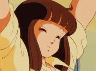 a close up of a girl with her eyes closed and her arms up