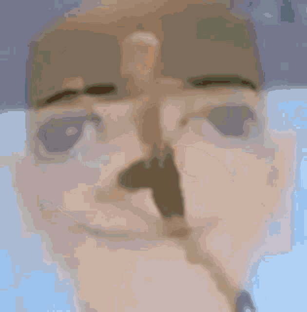 a cartoon character is walking down a street in a blurry image .
