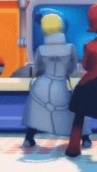 a cartoon character 's butt is shown in a blurry picture