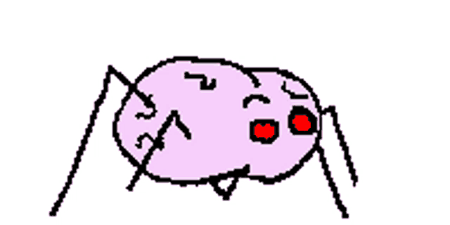 a pixel art of a spider with red eyes