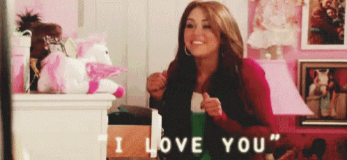 a woman says i love you in a room