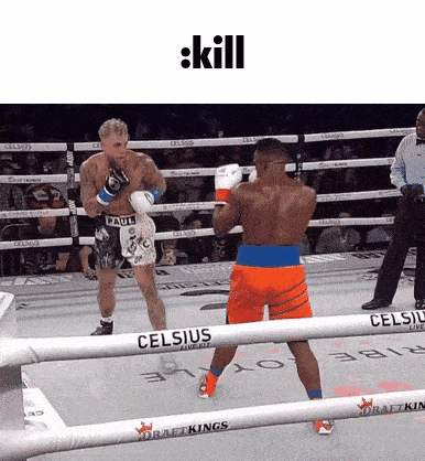 two boxers in a boxing ring with celsius on the ring ropes