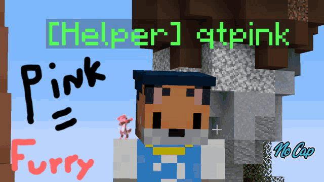 a screenshot of a minecraft game that says helper atpink