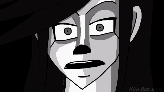 a black and white drawing of a woman 's face with the name king batrapina on the bottom