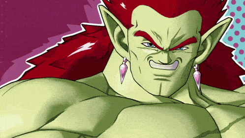 a close up of a cartoon character with red hair