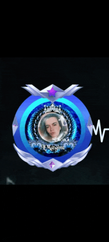 a blue circle with a picture of a woman in it