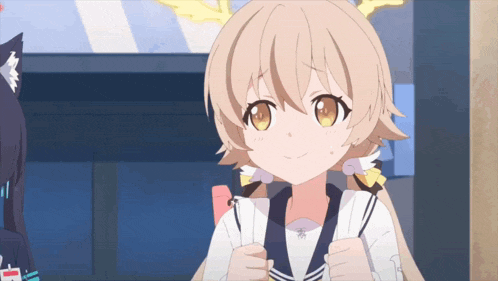 a girl in a sailor uniform holds a popsicle in her hand