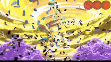 a bunch of confetti is falling from the sky in a cartoon .