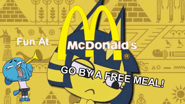 an advertisement for mcdonald 's that says go by a free meal on it