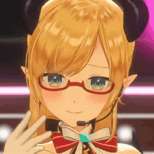 a close up of a girl wearing glasses and a bow tie