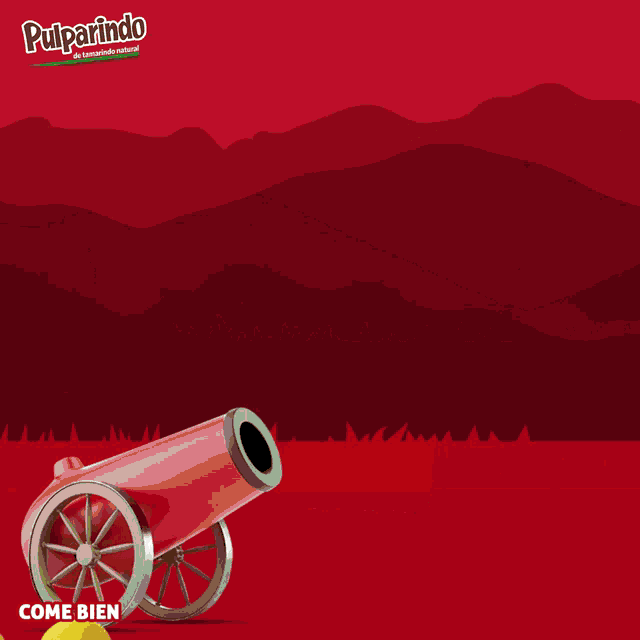 an advertisement for pulparindo shows a yellow ball on top of the word antojo