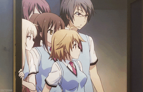 a group of anime characters are standing next to each other and the word solterna is on the bottom
