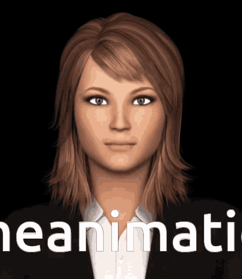 a computer generated image of a woman with the words meanimatic written below her
