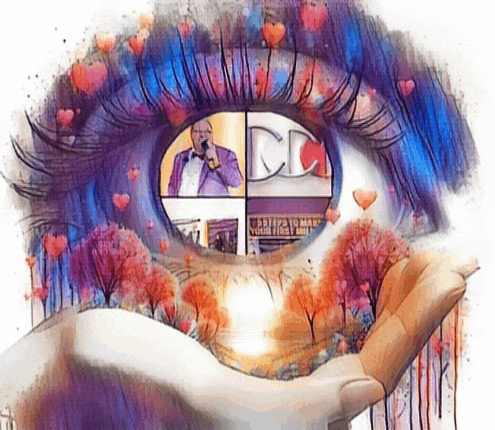 a painting of a woman 's eye with the letters dc in the middle