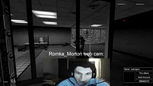 romka morton is playing a video game with a webcam on