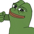 a green frog is giving a thumbs up sign .