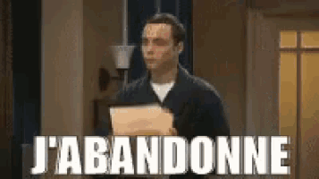 a man is holding a piece of paper in his hand and says j ' abandonne .